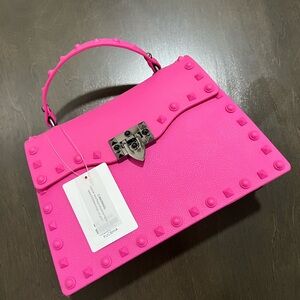 Vibrant Pink Studded Satchel